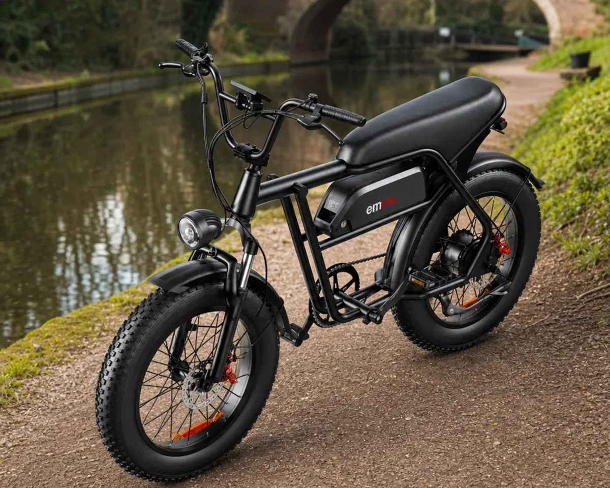 Fat bike électrique et vélo électrique à pneus classiques côte à côte sur une route française