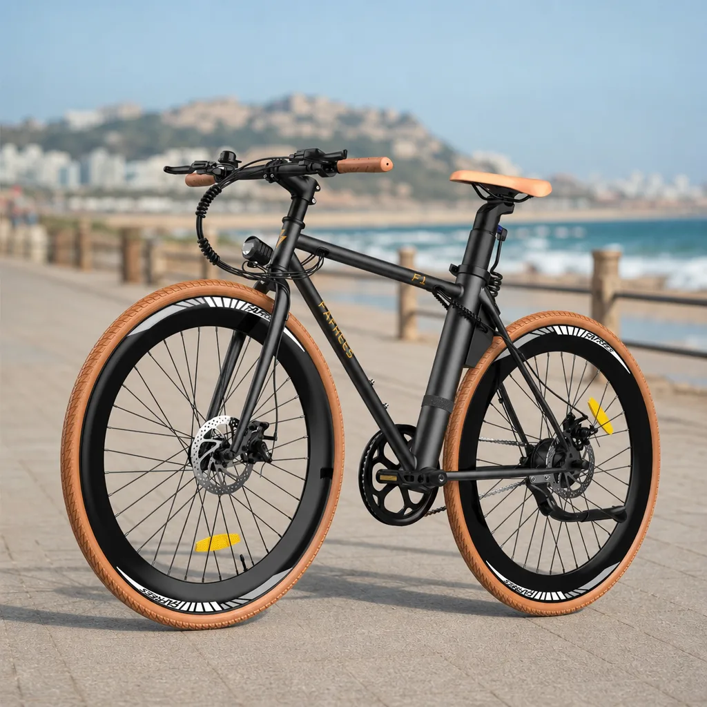 Vélo électrique urbain circulant sur une piste cyclable en France