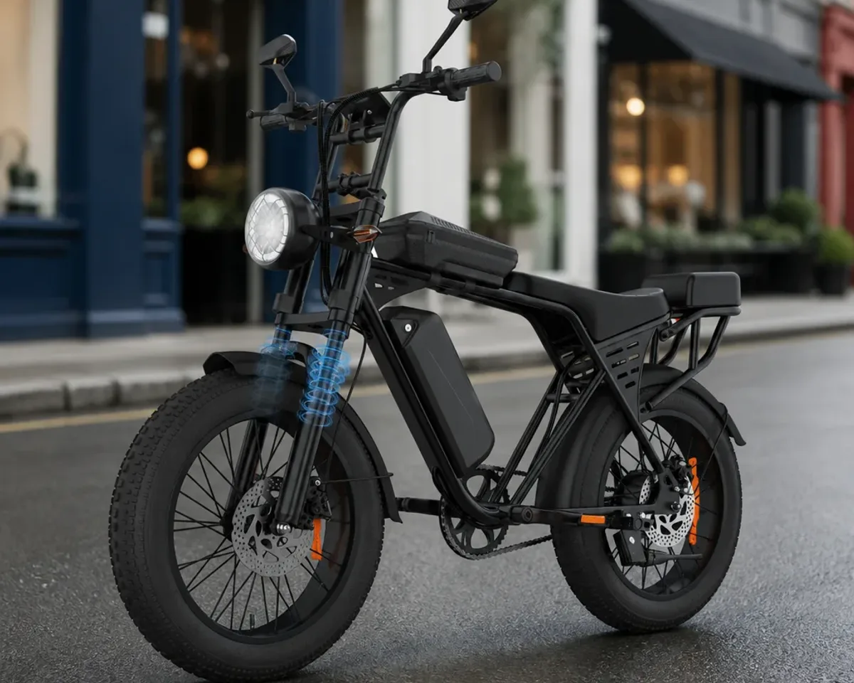 AAIRSK X5 fat bike électrique 20 pouces sur un chemin forestier