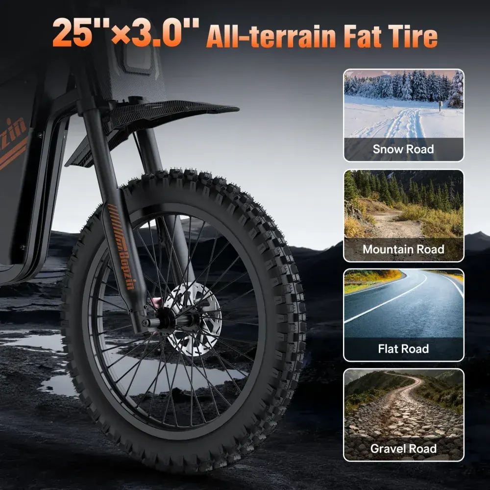 Bopzin Q8 Vélo électrique Fat Tire tout-terrain image 5