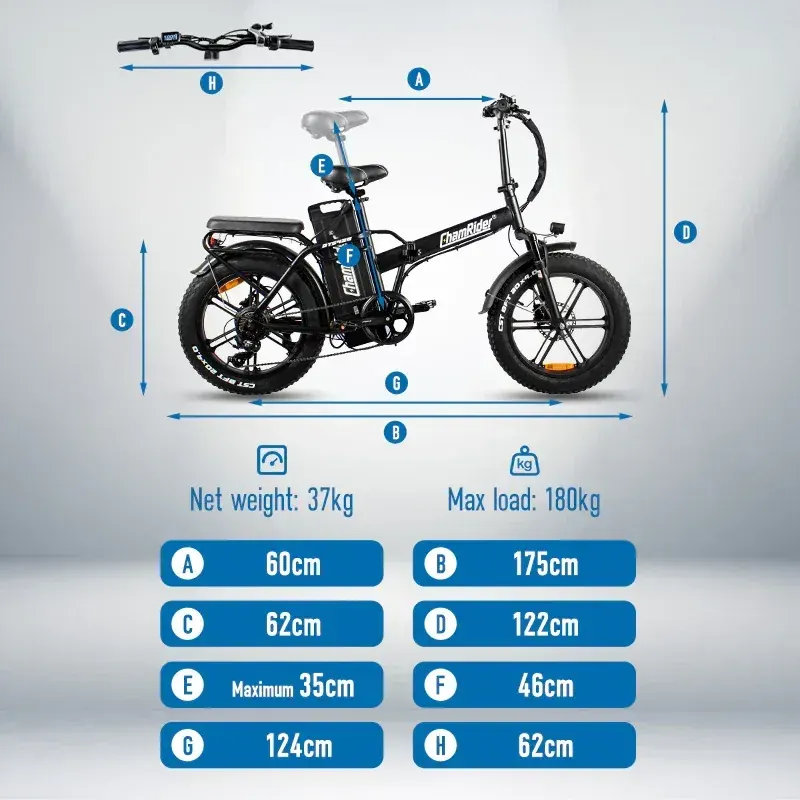 ChamRider DTS425 Vélo Électrique Fat Tire Pliable image 12