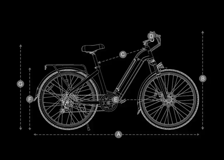 DYU C1 vélo électrique de ville, vue latérale complète sur fond urbain
