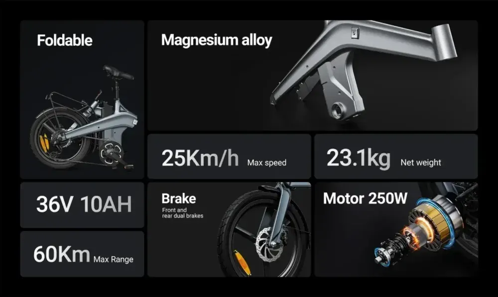 DYU T1 Vélo électrique pliant 20 pouces image 4