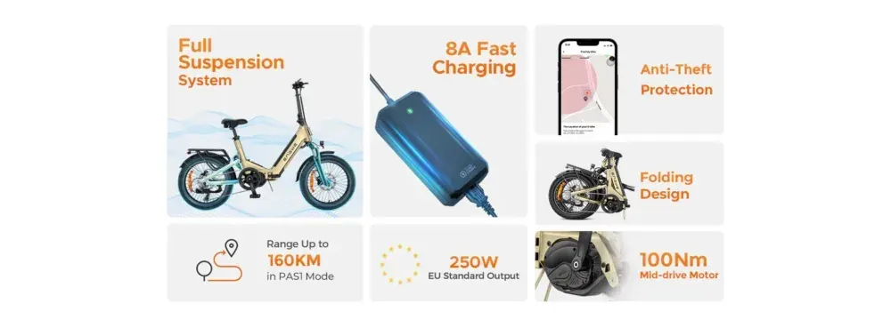 Engwe L20 3.0 Pro – Vélo électrique pliant tout suspendu image 4