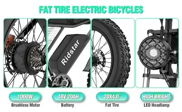 Ridstar Q20 Vélo électrique Fat Tire image 4