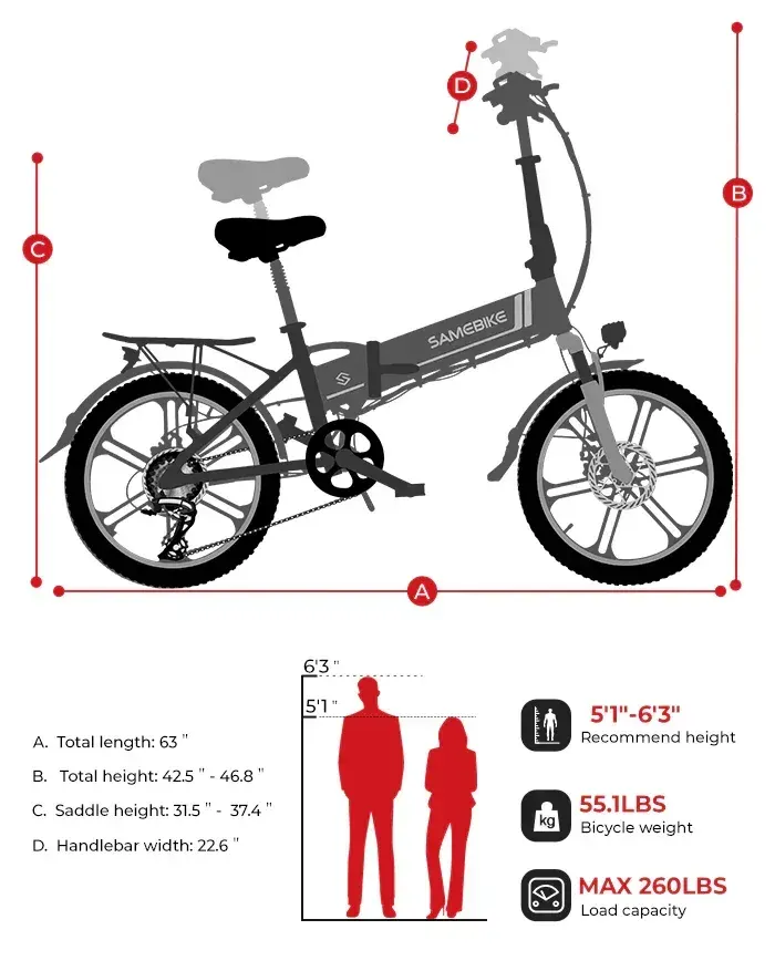 Samebike 20LVXD30-II Vélo électrique pliant image 2