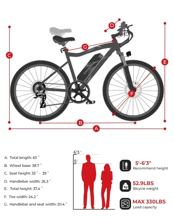 Samebike EBE2 VTT électrique à capteur de couple image 2