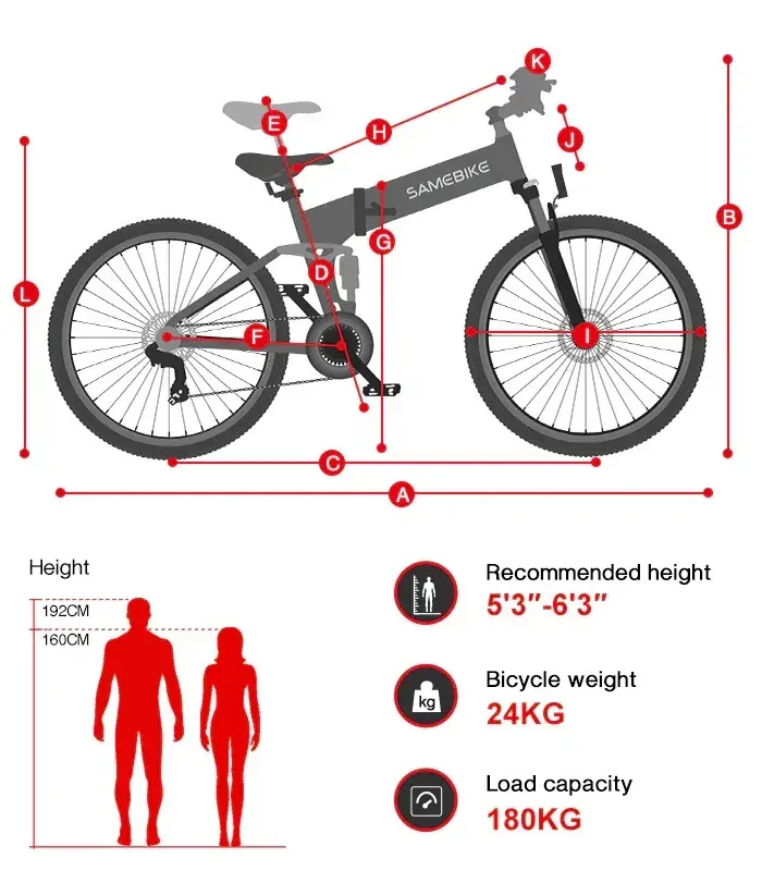 Samebike LO26-II-YD Vélo électrique pliant tout-terrain image 2