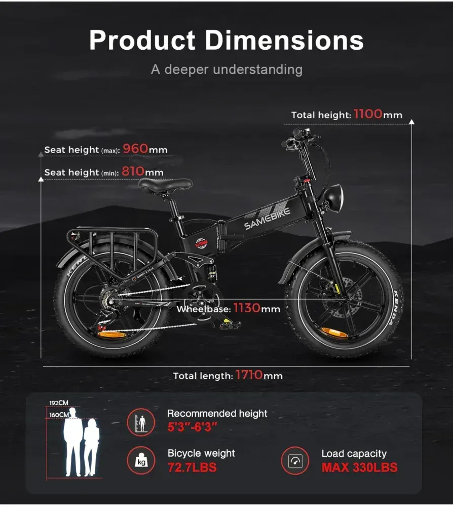 Samebike RS-A02 Plus VTT électrique pliant Fat Tire image 2