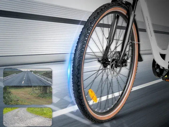 Pneu 28x1,95 pouces du Samebike RS-A07 avec bande de roulement polyvalente pour ville et chemins.