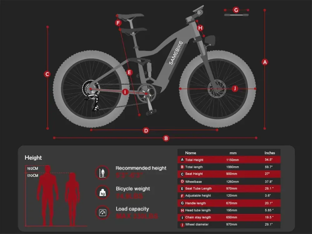 Samebike RS-A08-II Vélo électrique Fat Bike tout-terrain image 2