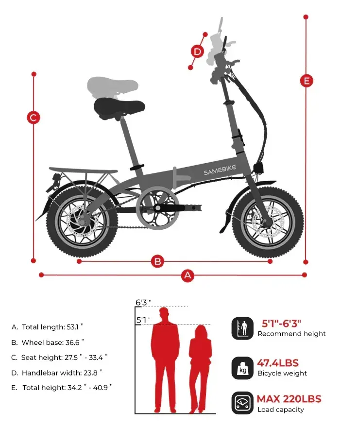 Samebike YINYU14 Vélo électrique pliant compact 250W image 2