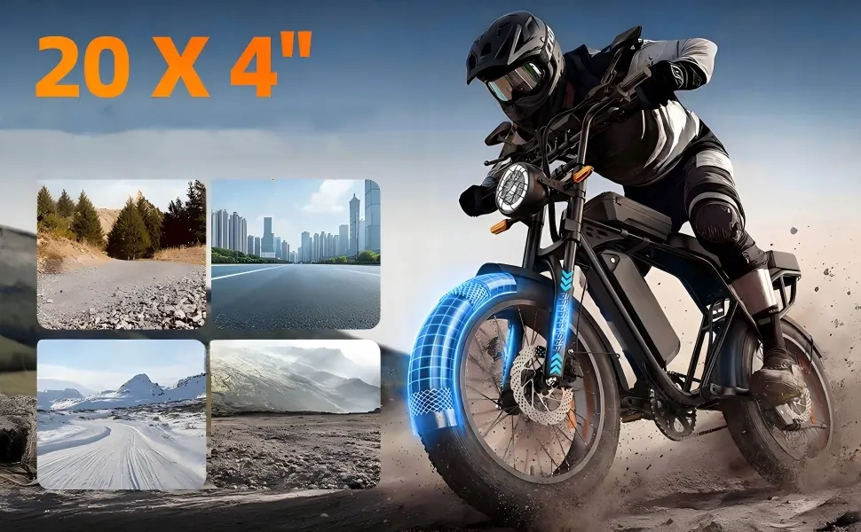 Vélo électrique fat bike 20 pouces X5 adapté aux tailles 155-200 cm