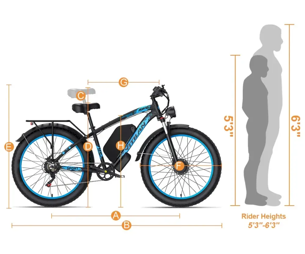 Vitilan H5, vélo électrique tout-terrain, vue latérale complète avec pneus larges et cadre en aluminium.
