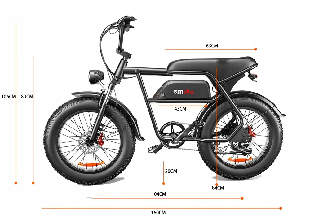 Vélo électrique EMOKO C99 20AH 250W partiellement assemblé et réglé