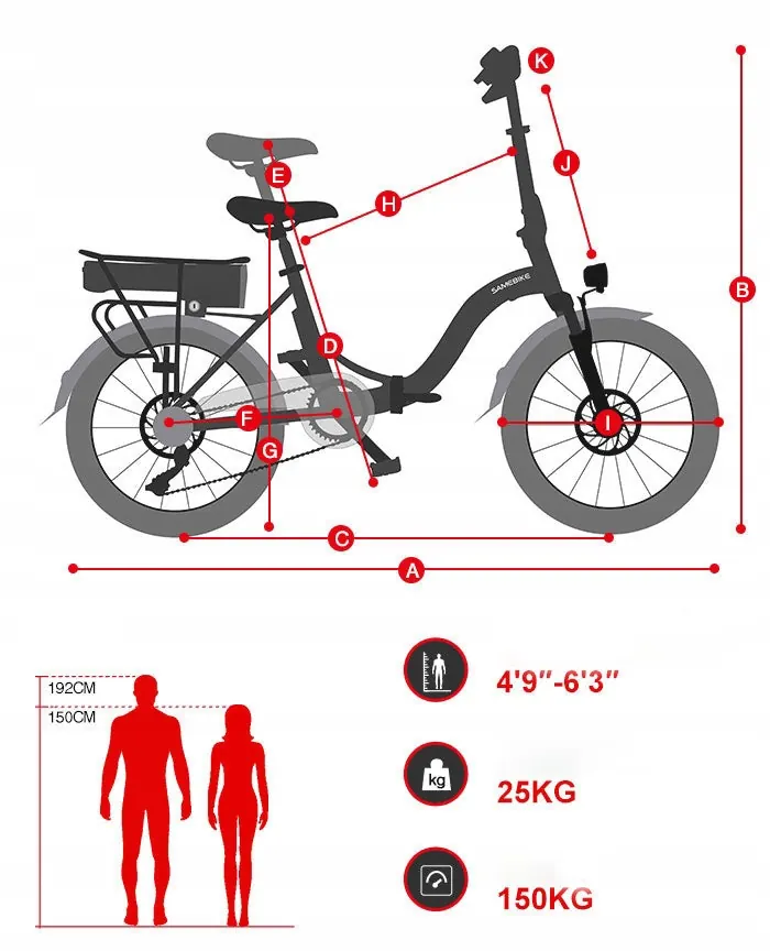 SAMEBIKE CY20 Vélo électrique pliant urbain image 11