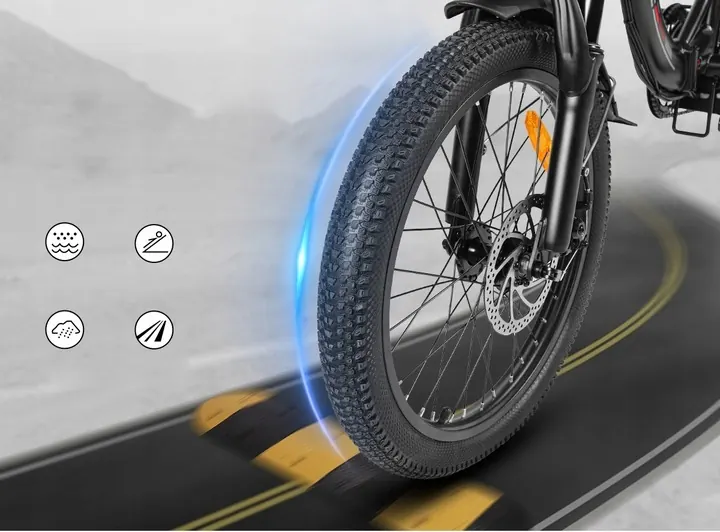 Vélo électrique pliant Samebike CY20 avec batterie, poids total 34 kg emballé