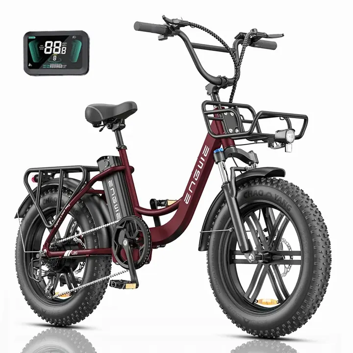 Vélo électrique ENGWE L20 BOOST rouge avec batterie 48V 13AH et pneus 20x4