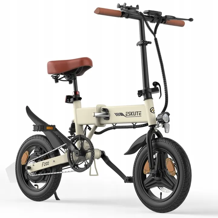 Marque Eskute sur le cadre du vélo électrique pliant F200.