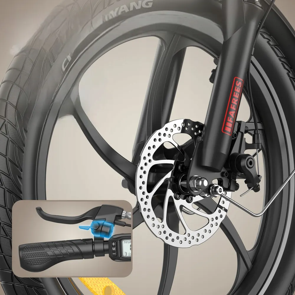 Freins à disque mécaniques du vélo électrique pliant Fafrees F20+.
