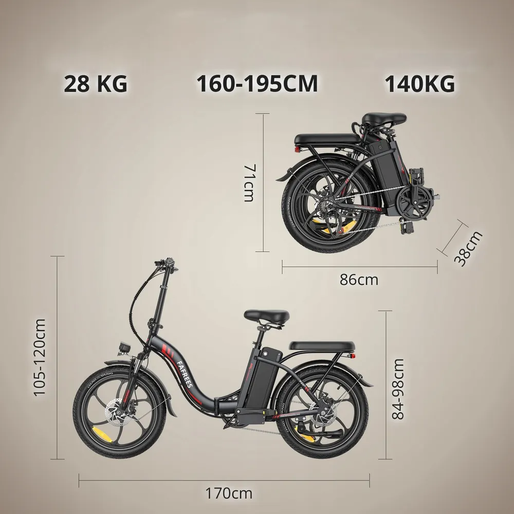 Suspension avant du Fafrees F20+ E-Bike pliant avec fourche télescopique