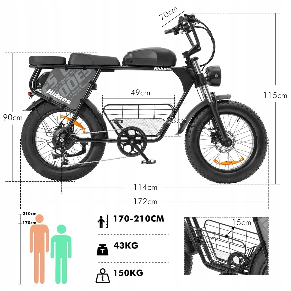 Vélo électrique Hidoes B9 avec emballage de 49,98 kg