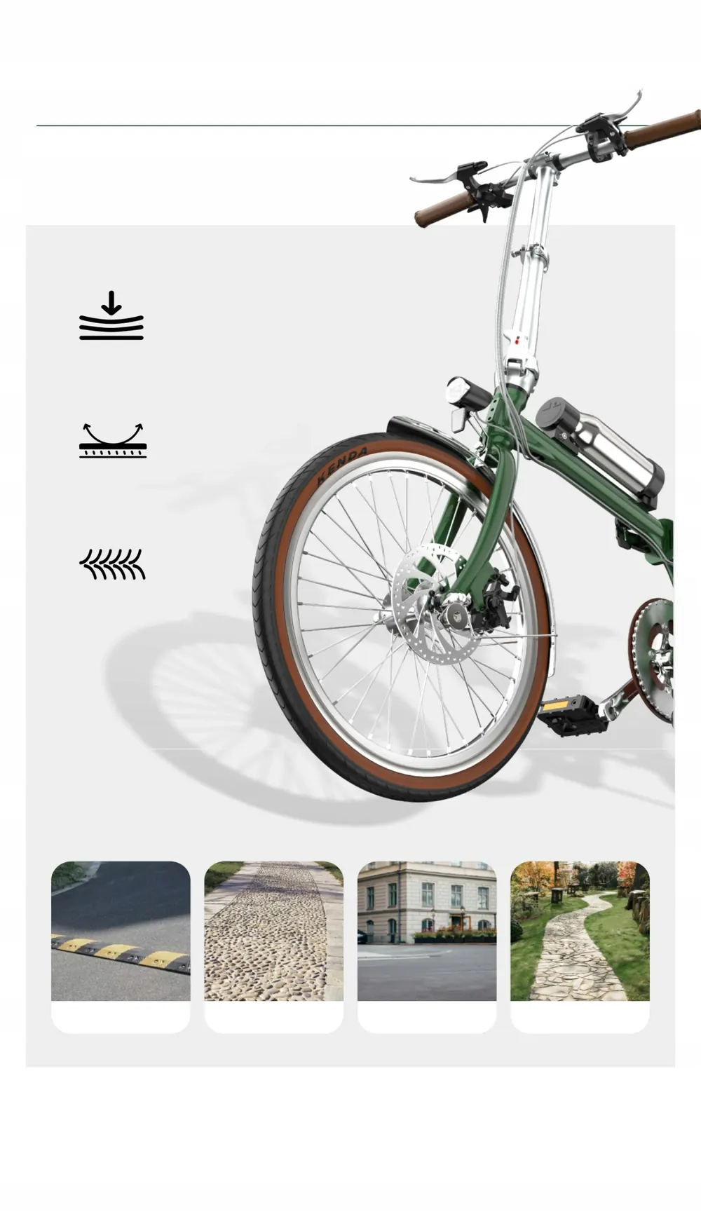 Vélo électrique ONESPOT OT02 PRO 250W en coloris vert élégant