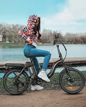 Logo SAMEBIKE sur cadre du CY20, vélo électrique pliant