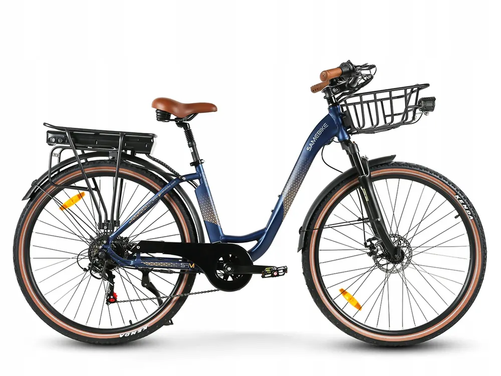 Emballage d'origine du vélo électrique Samebike RS-A07, prêt à être expédié.