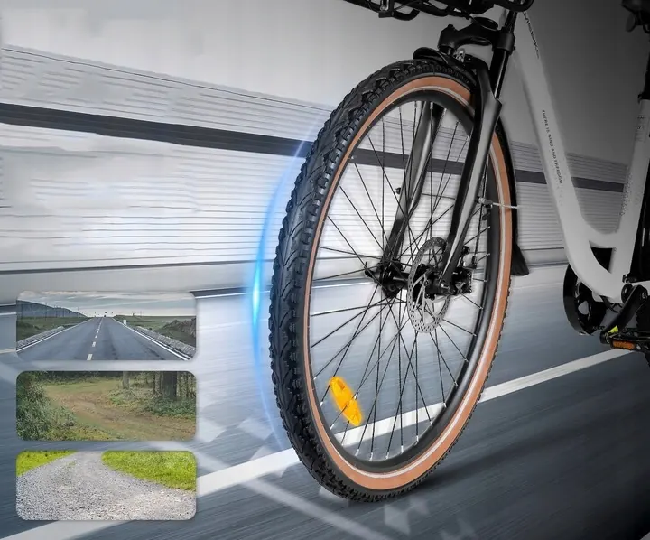 Vélo électrique Samebike RS-A07 avec cadre taille L, roues 28 pouces et moteur 750W.